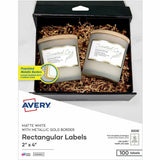 Avery 2" x 4" Labels With Metallic Gold Borders, x 2" x 4", White, Metallic Gold Border, Permanent Adhesive, 100/Pack (AVE06506) Pack of 100