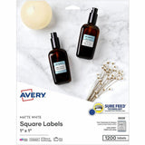 Avery Matte White Square Labels, x 1" x 1", 1200 Total Label(s), Inkjet, Laser, 48/Sheet, 1200/Pack (AVE05658) Pack of 1200
