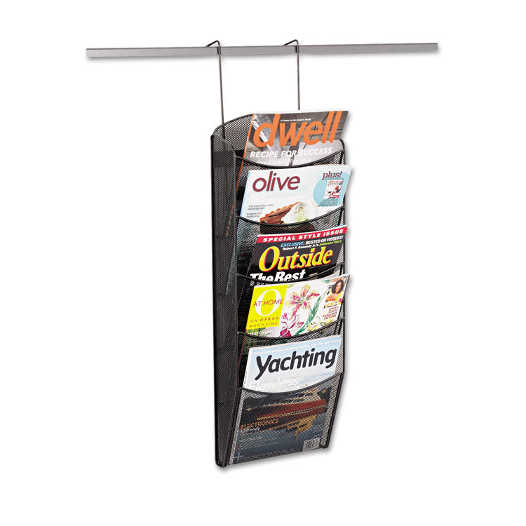 Safco® Onyx Mesh Literature Rack, Five Compartments, 10.25w x 3.5d x 28.33h, Black (SAF5578BL) Each