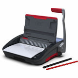 GBC CB20 CombBind Manual Punch & Bind Machine, 5.4" x 19.4" x 16.9", Black, Red, 330 Sheet(s) Bind, 20 Punch (GBC200025) Each