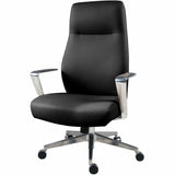Lorell Fuerte Executive/Conference High-Back Chair with Polished Aluminum Arms, High Back, Black (LLR63305) Each