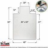 Floortex Cleartex TrYlok Chair Mat, 53" x 45", Clear, Carpeted Floor, Chair, Indoor, Low Pile, Lipped (FLRNRCMFLVT0004) Each
