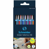 Schneider Slider Memo XB Ballpoint Pen, Black, Red, Blue, Violet, Pink, Orange Ink, Rubberized Barrel, Stainless Steel Tip (RED150296) Each