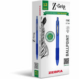 Zebra Pen Z-Grip Recycled Retractable Ballpoint Pens, Blue Ink, 0.7 mm Fine Pen Point (ZEB20720) 1 Dozen