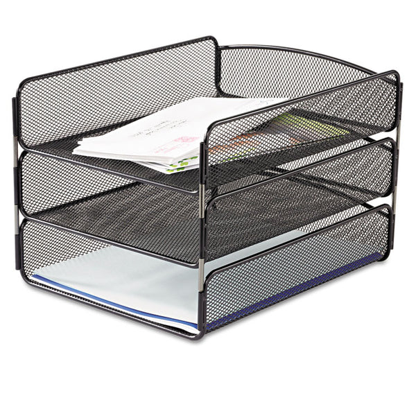 Safco® Onyx Desk Tray, 3 Sections, Letter Size Files, 9.25" x 11.75" x 8", Black (SAF3271BL) Each