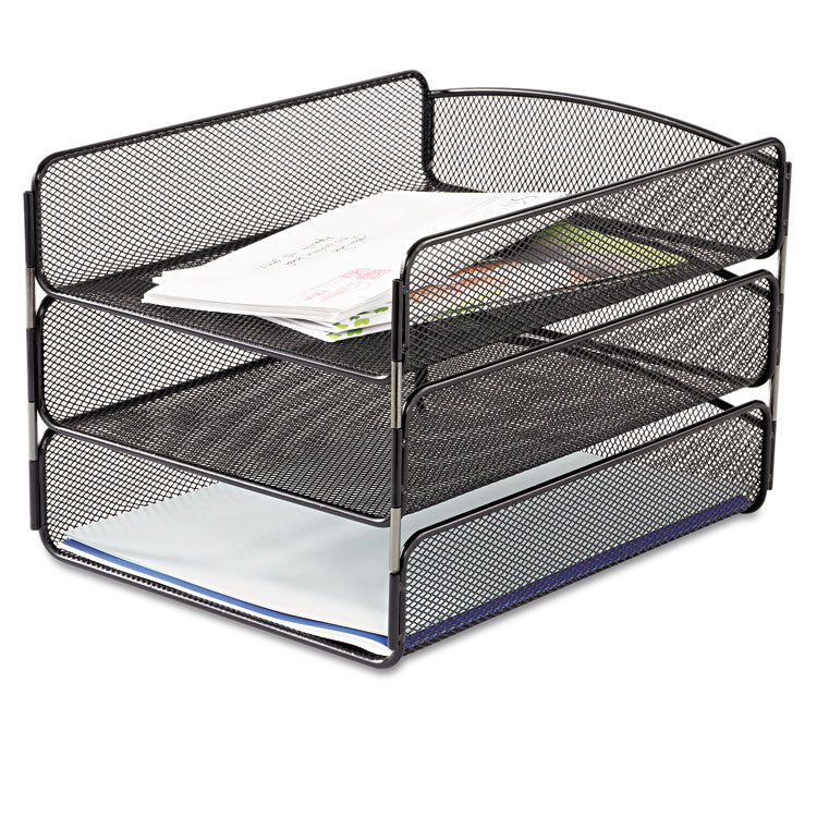 Safco® Onyx Desk Tray, 3 Sections, Letter Size Files, 9.25" x 11.75" x 8", Black (SAF3271BL) Each
