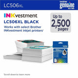 Brother LC506XLBKS Original High Yield Inkjet Ink Cartridge, 2500 Pages, Black (BRTLC506XLBKS) Each