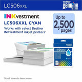 Brother LC506XXLCS Original Super High Yield Inkjet Ink Cartridge, 2500 Pages, Cyan (BRTLC506XXLCS) Each