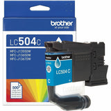 Brother Original Standard Yield Inkjet Ink Cartridge, Cyan, 500 pages (BRTLC504CS) Each