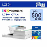 Brother Original Standard Yield Inkjet Ink Cartridge, Cyan, 500 pages (BRTLC504CS) Each