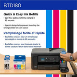 Brother Genuine BTD180C High Yield Cyan Ink Bottle, 48.8 mL, 5000 Pages Cyan, Inkjet (BRTBTD180CS) Each