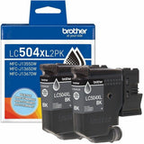 Brother Original High Yield Inkjet Ink Cartridge, Black, Twin-pack, 3,000 pages, 2/Pack (BRTLC504XL2PKS) Pack of 2