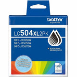 Brother Original High Yield Inkjet Ink Cartridge, Black, Twin-pack, 3,000 pages, 2/Pack (BRTLC504XL2PKS) Pack of 2