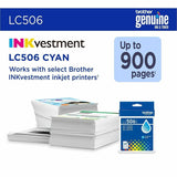 Brother Original Standard Yield Inkjet Ink Cartridge, Cyan, 900 Pages (BRTLC506CS) Each