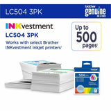 Brother Original Standard Yield Inkjet Ink Cartridge, Cyan, Magenta, Yellow, 500 Pages, 3/Pack (BRTLC5043PKS) Pack of 3