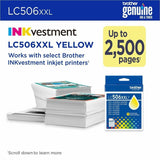 Brother LC506XXLYS Original Super High Yield Inkjet Ink Cartridge, 2500 Pages, Yellow (BRTLC506XXLYS) Each