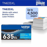 Brother Original High Yield Laser Toner Cartridge, 4500 pages, Cyan (BRTTN635XLC) Each
