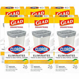 Glad Medium Drawstring Trash Bags with Clorox, Lemon Fresh Bleach, 8 gal, 26/Box, 6/Carton (CLO79316CT) Case of 600