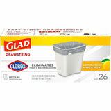 Glad Medium Drawstring Trash Bags with Clorox, Lemon Fresh Bleach, 8 gal, 26/Box, 6/Carton (CLO79316CT) Case of 600