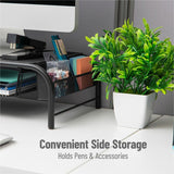 Mind Reader Monitor Stand and Organizer, 5.50" x 20" x 11.50", Black, Desktop, Metal Mesh, Rubber (EMSMESHMONSTA) Each