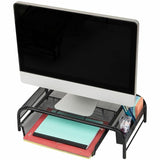 Mind Reader Monitor Stand and Organizer, 5.50" x 20" x 11.50", Black, Desktop, Metal Mesh, Rubber (EMSMESHMONSTA) Each