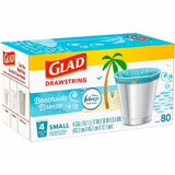 Glad OdorShield Drawstring Trash Bags, Febreze Beachside Breeze, 4 gal, 80/Box, 30/Carton (CLO79155CT) Case of 30