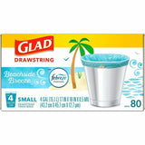 Glad OdorShield Drawstring Trash Bags, Febreze Beachside Breeze, 4 gal, 80/Box, 30/Carton (CLO79155CT) Case of 30