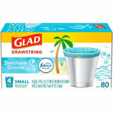 Glad OdorShield Drawstring Trash Bags, Febreze Beachside Breeze, 4 gal, 80/Box, 30/Carton (CLO79155CT) Case of 30