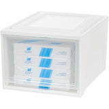 IRIS Stackable Storage Box Drawer, 19.6" x 15.7" x 11.5", White, Clear, 10.85 gal (IRS129777) Each