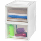 IRIS Stackable Storage Box Drawer, 19.6" x 15.7" x 11.5", White, Clear, 10.85 gal (IRS129777) Each