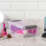 IRIS 6.2 QT Stack-and-Pull Storage Tote, External Dimensions: 14.1" x 8.1" x 4.6", Clear, Gray (IRS300008) Each