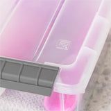IRIS 6.2 QT Stack-and-Pull Storage Tote, External Dimensions: 14.1" x 8.1" x 4.6", Clear, Gray (IRS300008) Each