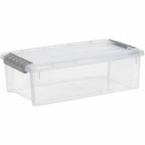IRIS 6.2 QT Stack-and-Pull Storage Tote, External Dimensions: 14.1" x 8.1" x 4.6", Clear, Gray (IRS300008) Each
