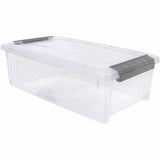 IRIS 6.2 QT Stack-and-Pull Storage Tote, External Dimensions: 14.1" x 8.1" x 4.6", Clear, Gray (IRS300008) Each