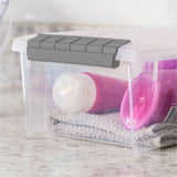 IRIS 6.2 QT Stack-and-Pull Storage Tote, External Dimensions: 14.1" x 8.1" x 4.6", Clear, Gray (IRS300008) Each