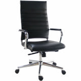 Lorell Tempo Modern Leather High-Back Executive Chair, Black (LLR63220) Each