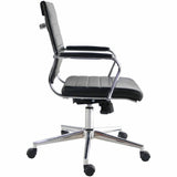Lorell Tempo Modern Leather Mid-Back Manager Chair, Black (LLR63221) Each