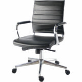 Lorell Tempo Modern Leather Mid-Back Manager Chair, Black (LLR63221) Each