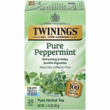 Twinings Pure Peppermint Tea Herbal Tea, Caffeine-free, Organic, 20/Box (TWGF06337) Box of 20