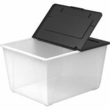 Storex Nesting File Totes, 22.7" x 18.3" x 12.9", 60 lb, Clear, Black, 16 gal, 4/Carton (STX00900U04CCT) Case of 4
