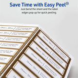 Avery Matte White Labels With Gold Borders, x 1" x 2 5/8", Metallic Gold Border, Permanent Adhesive, 300/Pack (AVE06507) Pack of 300