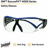 3M SecureFit Protective Eyewear, Blue, Gray, Clear Lens (MMMSF401XSGAFBL) Each
