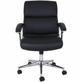 Lorell Vuelo Modern Mid-Back Bonded-Leather Office Chair, Black (LLR20028) Each