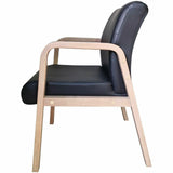Lorell Solid Wood Frame Guest Chair w/Armrest, Black, Modern Elm, Bonded Leather (LLR40214) Each