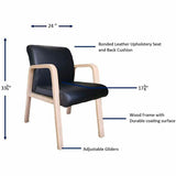 Lorell Solid Wood Frame Guest Chair w/Armrest, Black, Modern Elm, Bonded Leather (LLR40214) Each
