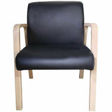 Lorell Solid Wood Frame Guest Chair w/Armrest, Black, Modern Elm, Bonded Leather (LLR40214) Each
