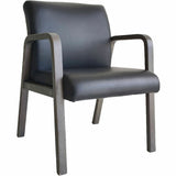 Lorell Solid Wood Frame Guest Chair w/Armrest, Black, Weathered Charcoal, Bonded Leather (LLR40213) Each