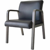 Lorell Solid Wood Frame Guest Chair w/Armrest, Black, Weathered Charcoal, Bonded Leather (LLR40213) Each