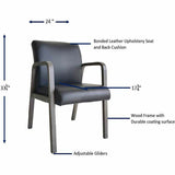 Lorell Solid Wood Frame Guest Chair w/Armrest, Black, Weathered Charcoal, Bonded Leather (LLR40213) Each
