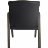 Lorell Solid Wood Frame Guest Chair w/Armrest, Black, Weathered Charcoal, Bonded Leather (LLR40213) Each